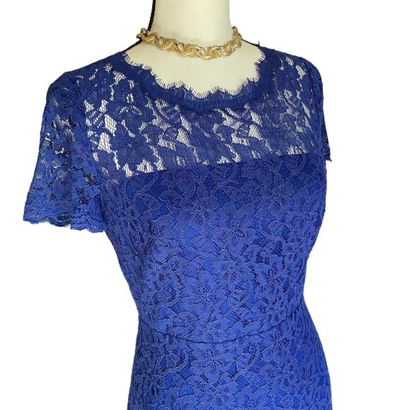 Diane Von Furstenberg DVF Womens Fifi Royal Blue Short Floral Lace Dress 6 M NWT - Picture 3 of 14